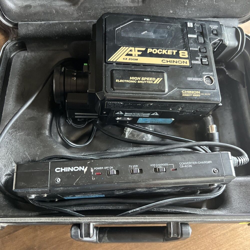 CHINON Pocket 8 C8-C60 Video Camera 6X Zoom Circa 1980's Full Set W Case No Batt